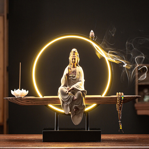 Zen new Chinese style Guanyin Bodhisattva ceramic crafts Buddha statue home worship ornaments Ruyi Guanyin home decoration