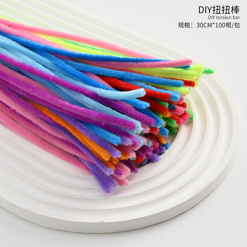 Mayorista 8mm ultra-denso de lana hecha a mano para niños diy puzzle juguete material de ramo paquete de color macarón barra de torsión