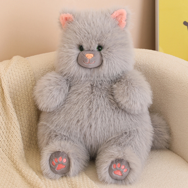 Juguete de peluche de gato de azúcar suave y lindo, muñeca de gato de pelo largo, regalo de cumpleaños para niña, almohada de cama para niños