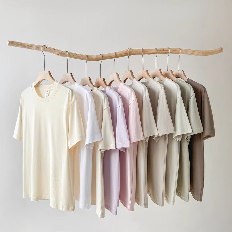 230g Cotton Short-Sleeved T-Shirt~Summer Light-Colored Loose-Fitting Round-Neck Versatile Top~Unisex Pure Cotton Half-Sleeved Top