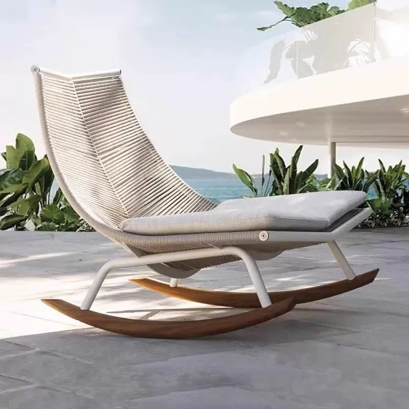 户外摇椅阳台休闲茶几组合花园庭院室外躺椅成人北欧藤编懒人沙发