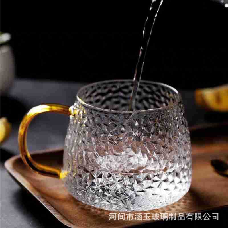 批發網紅錘紋貴妃杯 高硼硅玻璃杯 咖啡杯水杯茶杯菠蘿杯