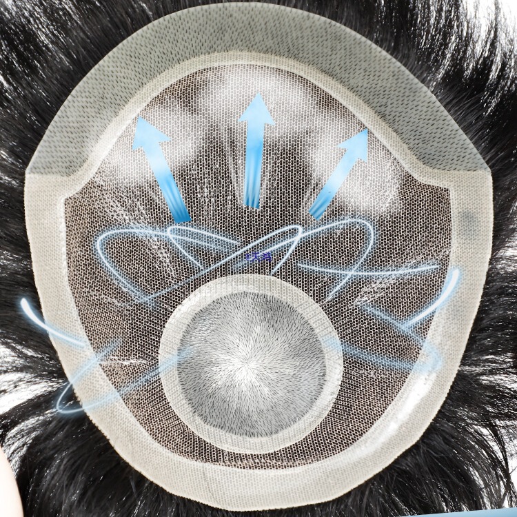 Men's Korean-Style Stylish Hairpiece for Men, Seamless Invisible Hairpiece for the Forehead with Real Hairline and Bio-Skin Scalp