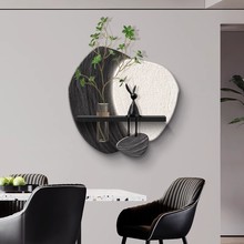 石来运转餐厅装饰画黑白高级感电视背景墙壁画水培绿植玄关转角画
