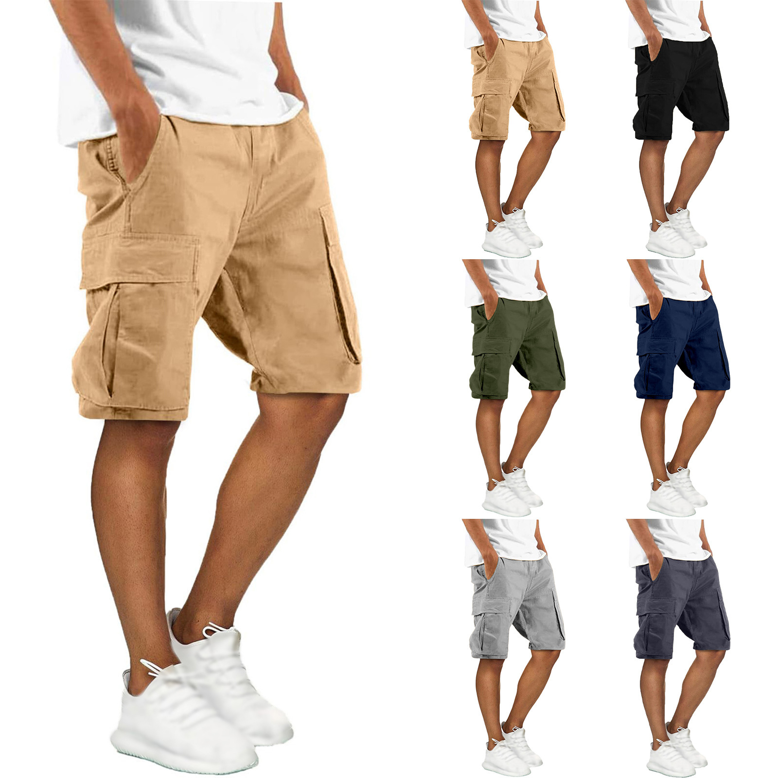 2025 Spring New European and American Cross-Border Foreign Trade Men's Cargo Shorts Sports Casual Multi-Pocket Cargo Pants Men