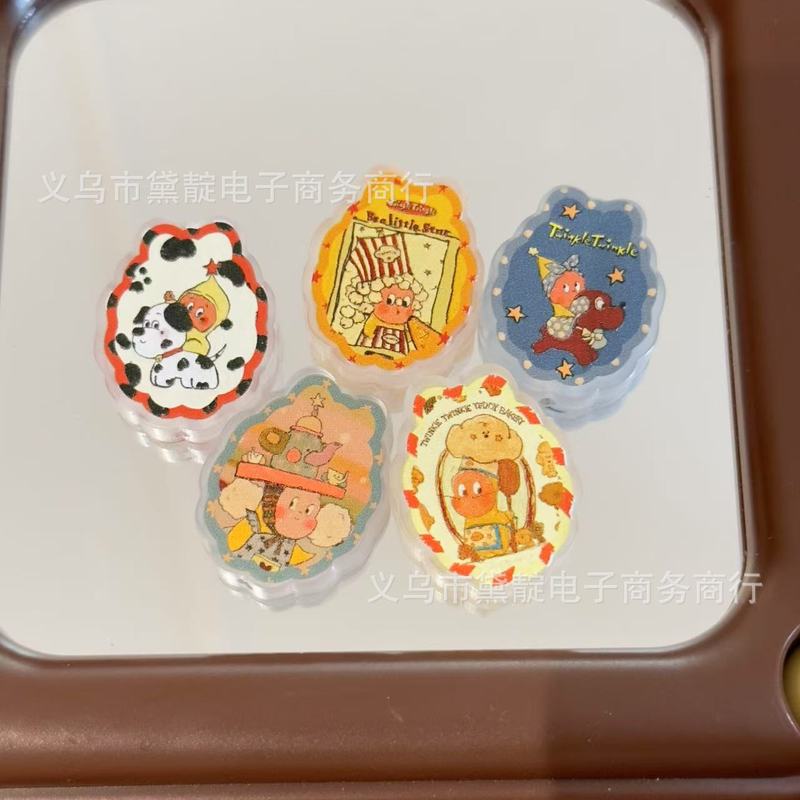 复古星星人椭圆串珠 板材珠diy发绳饰品配件手机链包挂钥匙扣材料|undefined