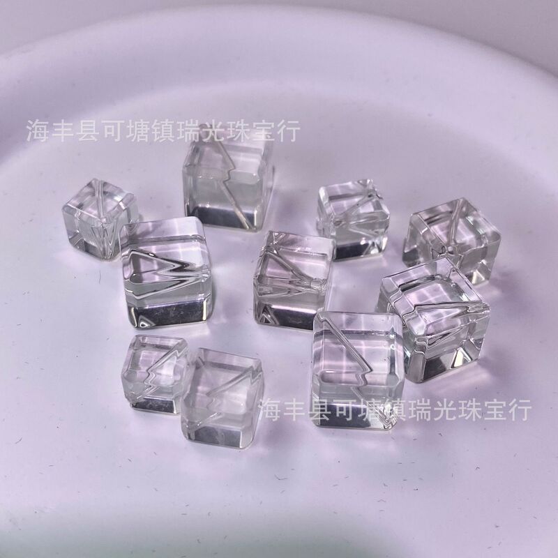 Natural White Crystal Sugar Cube Ice Cube Loose Stone for DIY Bead Inlay, Clean and Transparent, Bracelet Accessories Wholesale Natural White Crystal Sugar Cube Ice Cube Loose Stone for DIY Bead Inlay, Clean and Transparent, Bracelet Accessories Wholesale