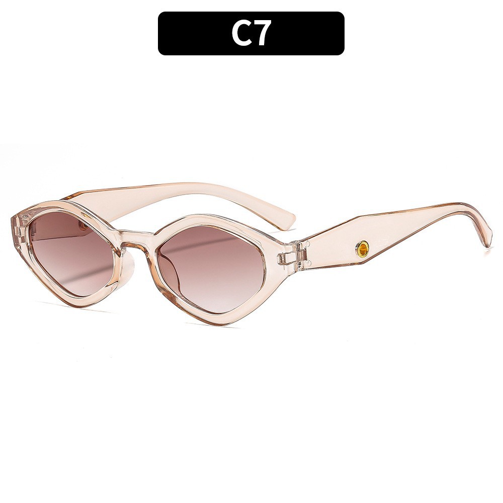 Unbranded Geometric Small-Frame Acetate Sunglasses Transparent Pink Brown Gradient (C7)