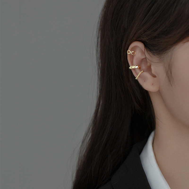 Eloch s925 plata verano sin agujeros de orejas japoneses y coreanos temperamento simple línea de torsión orejas clips de hueso G9655