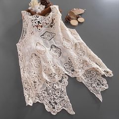 ショートタイプの日焼け止めコートの上着の外に女装の外に刺繍の透かし彫りのカーディガンのボヘミアン民族風がゆったりしています。