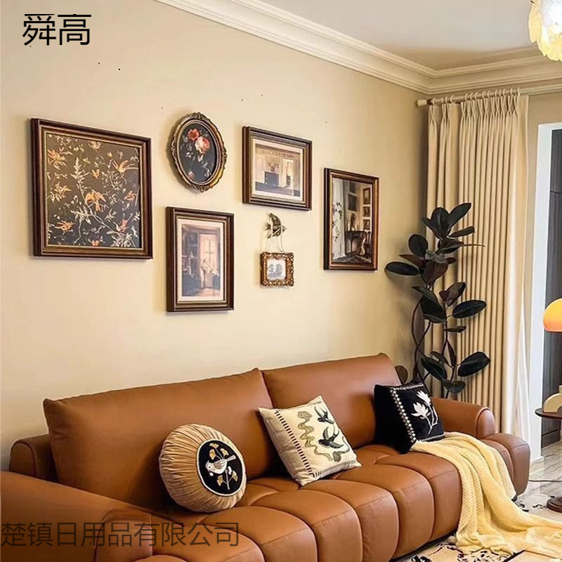 挂画美式复古装饰画客厅沙发背景墙中古小众艺术组合画家用画
