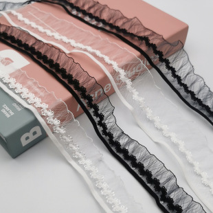 2.5cm fish silk small lace crown flower 4cm fungus lace elastic lace lace wave elastic belt jewelry accessories