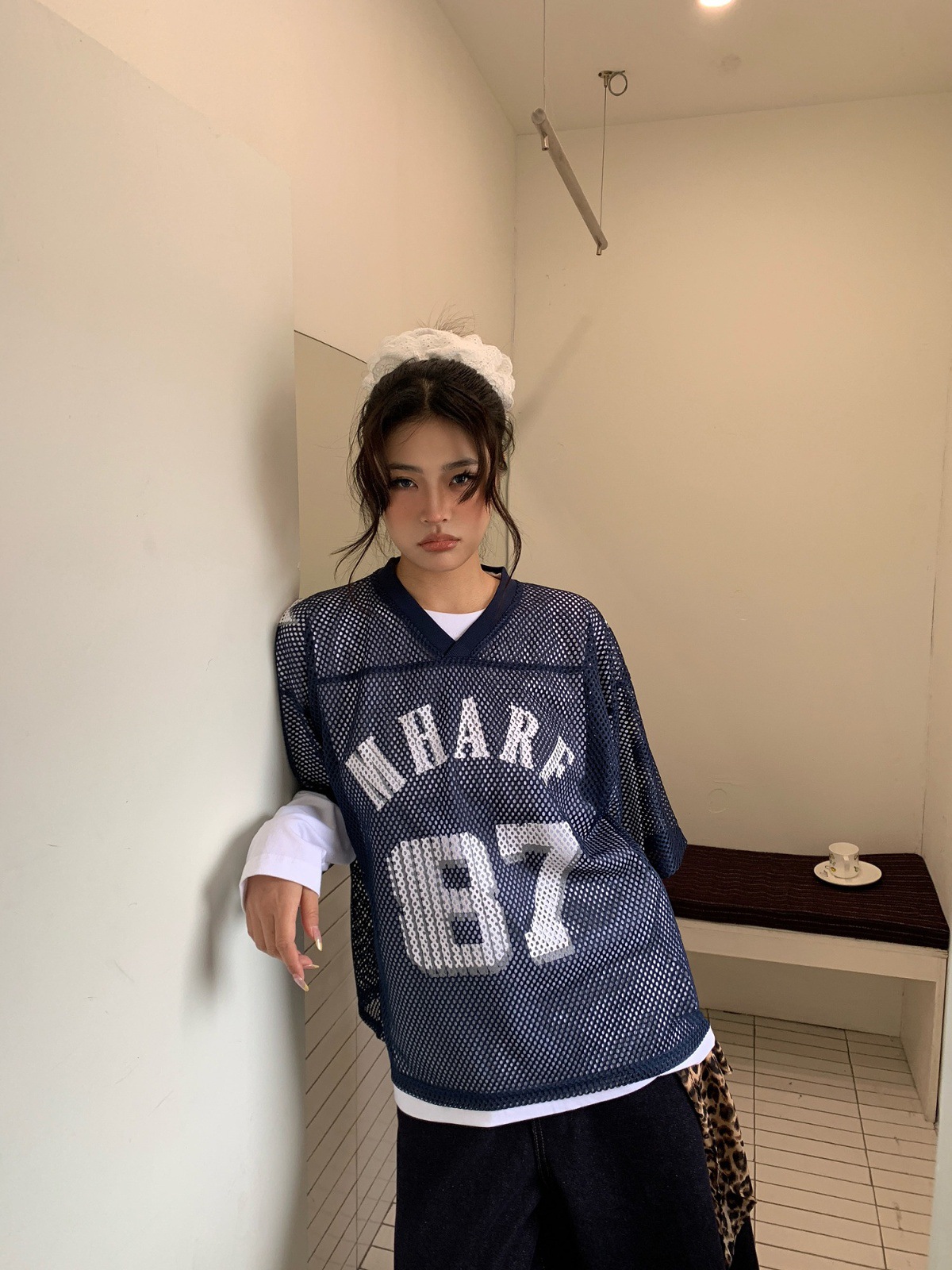 Mesh Jersey American Street Style Printed Short Sleeve T-Shirt For Men And Women Summer_viptrois.com