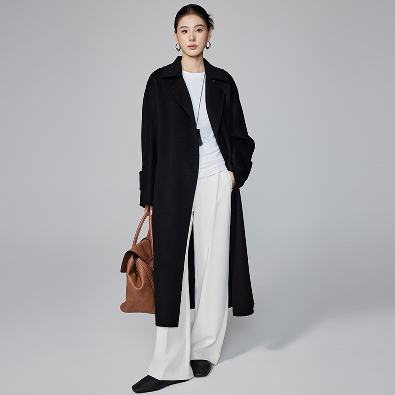 [Benchu] 2026 Autumn/Winter New Handmade Double-Faced Wool Coat, Long, Bound, High-End Wool and Cashmere Overcoat for Women