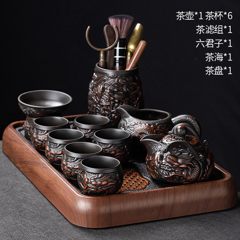 高端紫陶功夫茶具套装家用盖碗泡茶壶茶杯专用2025新款办公室送礼|undefined