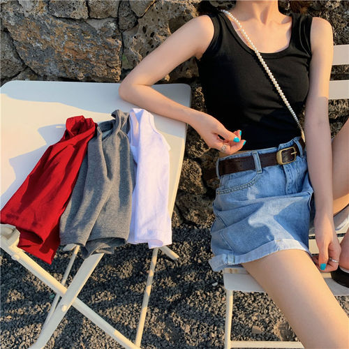 2024 Spring and Summer Dual U Straps Tank Top for Women, Thin Women's Solid Color Nipple Revealing Wrap Bralette Cotton Basic Top for Women