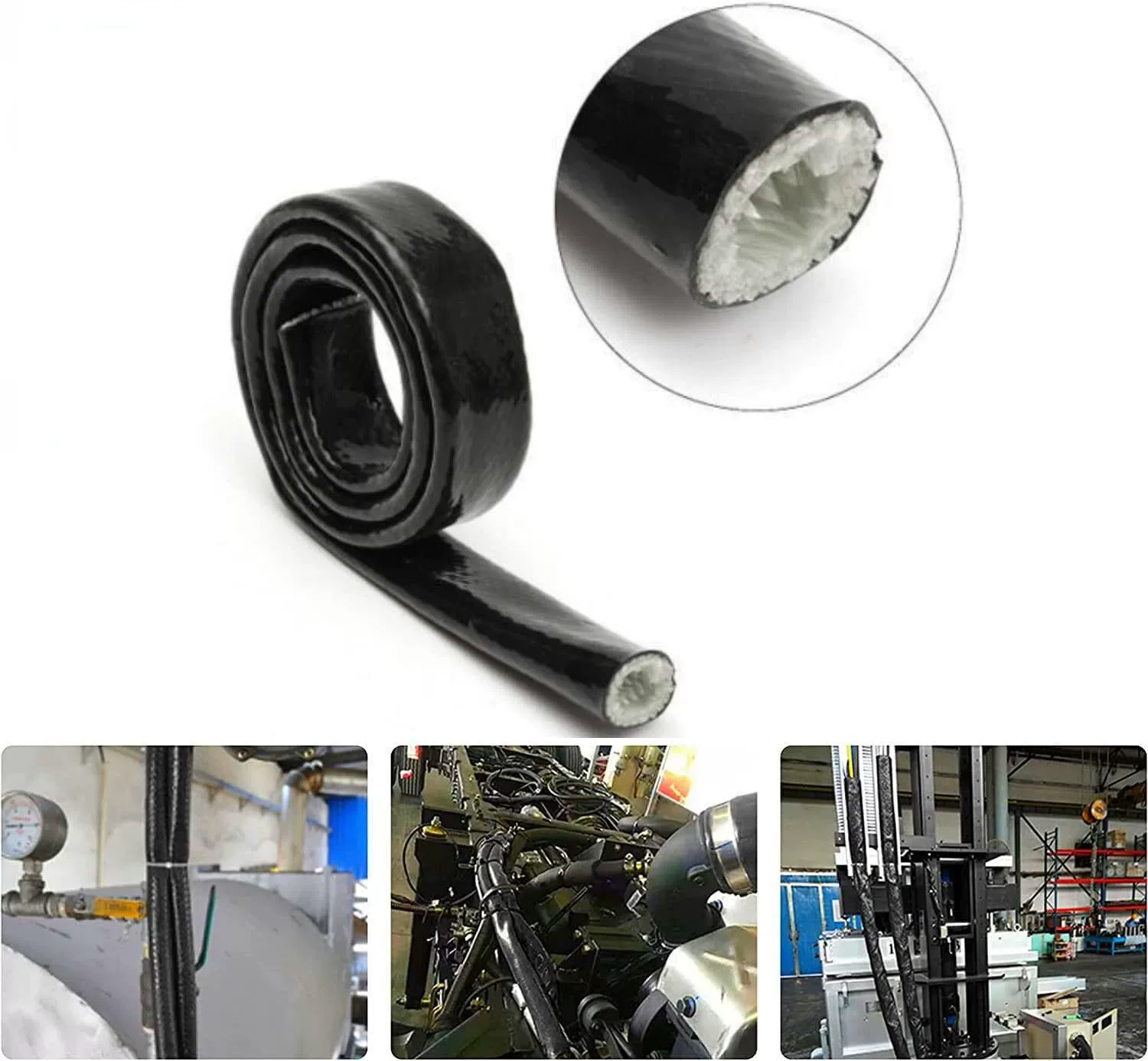 Черное силиконовое покрытие стекловолокна теплоизоляционная огнестойкая втулка 1 м автомобильная линия теплоизоляции защитная втулка