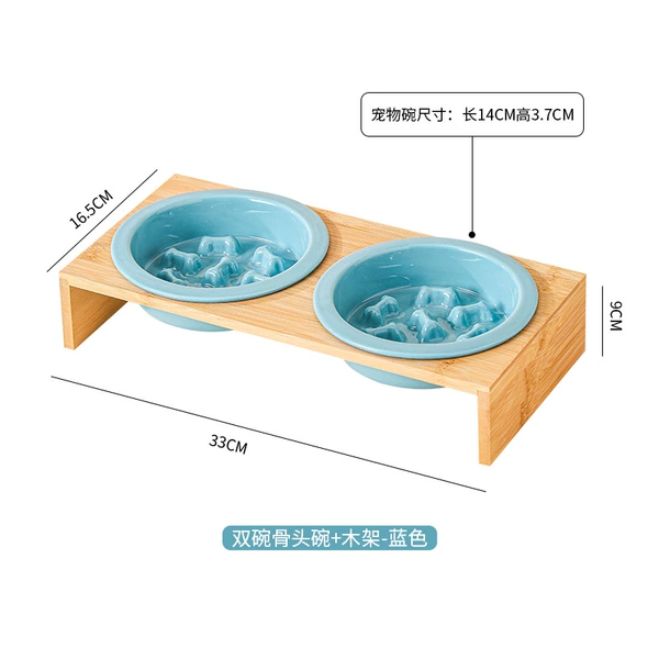 Bone Turquoise Blue Double Bowl