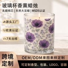 欧美出口印花玻璃杯香薰大豆蜡 香薰蜡烛源头工厂跨境定制图案OEM