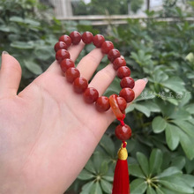 一件代发红玛瑙十八子手持中国风柿子红玉髓玛瑙18子手持珠链流苏
