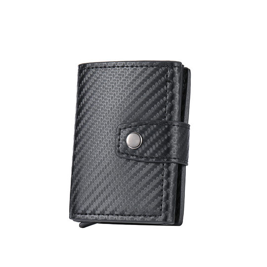 Cross-border aluminum alloy carbon fiber pattern multi-card wallet automatic pop-up card holder unisex credit card set