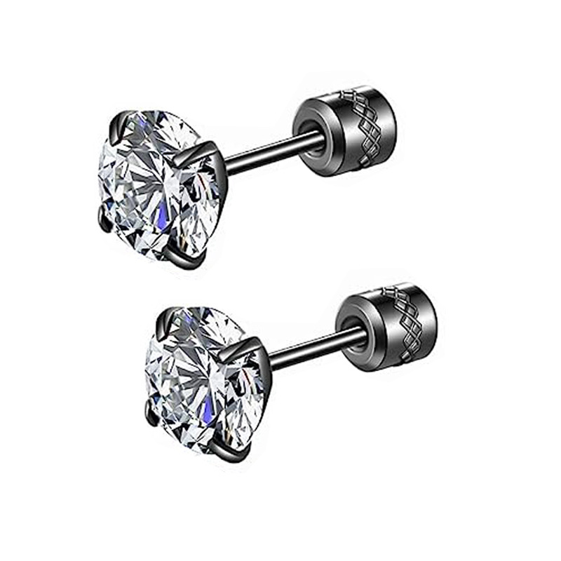 Boucles d'oreilles unisexes en acier titane et zircon en forme de croix, élégantes et polyvalentes, pour cartilage d'oreille multi-percé, pour un style classique et tendance._voghion.com