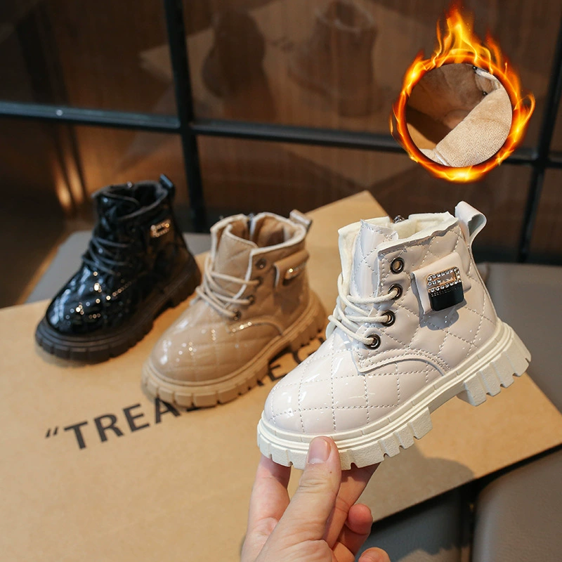 2025 осень-зима детское сапоги Martin сапоги для мальчиков девочек плюшевые хлопковые теплые хлопчатобумажные сапоги короткие сапоги на молнии детские сапоги