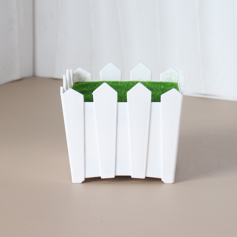 仿真绿植盆栽植栅栏型塑料花盆仿真花装饰盆桌面摆件花器现货批发