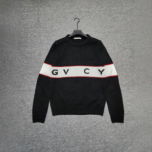 French luxury GV home high-quality wool sweater ins explosion stripe stitching contrast color simple all-match sweater