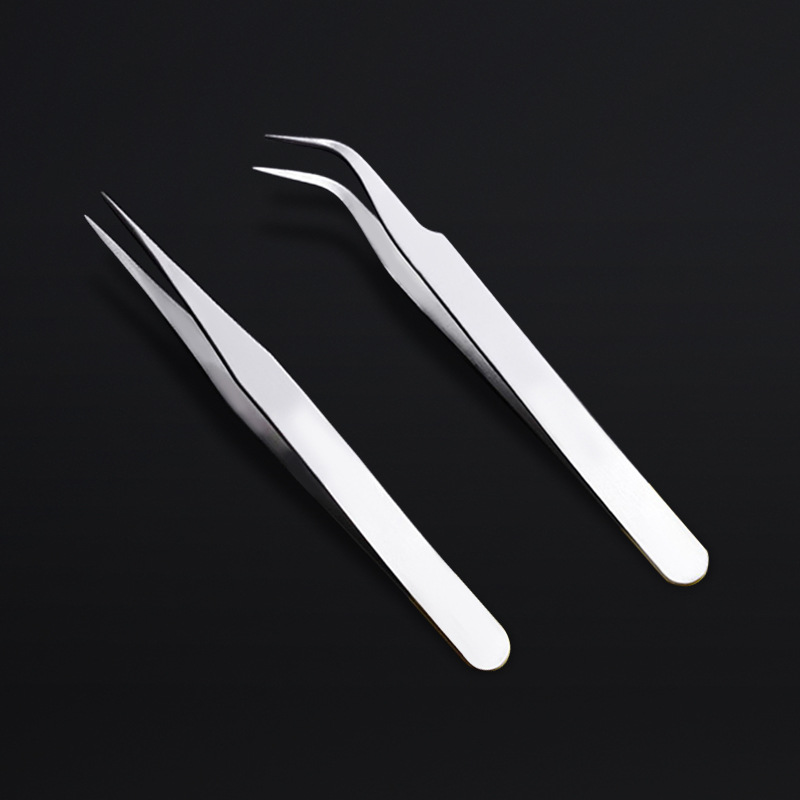 不锈钢直头弯头加厚镊子 睫毛燕窝挑毛园艺夹子电讯维修工具批发