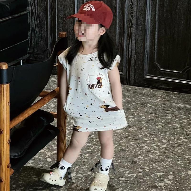 Summer children's T-shirt skirt girls new summer cute children's printed round neck dress 0176A104