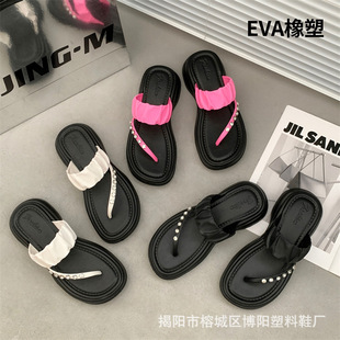 EVA summer new rhinestone Korean style sandals women's non-slip casual platform flip flops student flip-flops Roman shoes