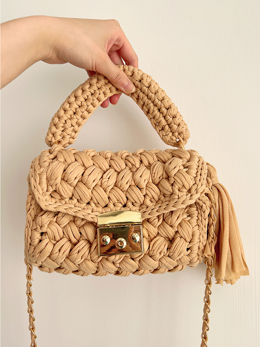Women's Small Cotton Color Block Vintage Style Lock Clasp Handbag display picture 12