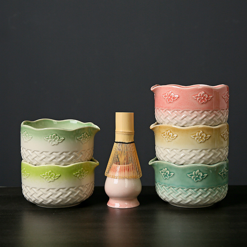 Japanese-Style Matcha Bowl, Matcha Mixing Tool from the Song Dynasty, Ceramic Tea Bowl, Tea Cup, Stirrer, Matcha Brush, Tea Whisk Set