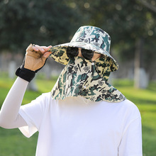 新款男士迷彩小沿帽遮阳盆帽透气护脸帽户外钓鱼防晒帽