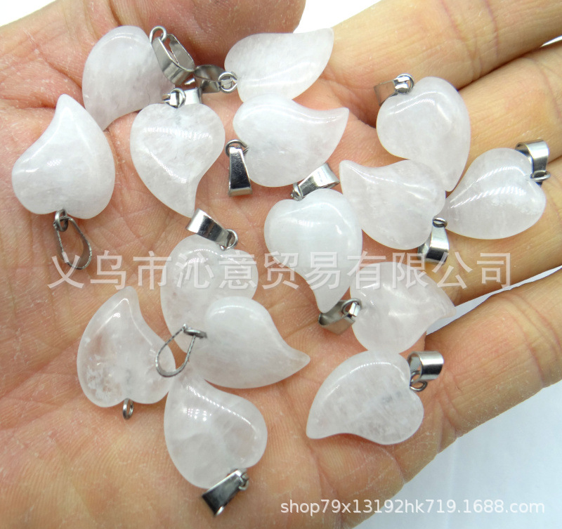 Venta caliente en forma de corazón colgante natural cristal Rosa ágata piedra torcida corazón colgante melocotón corazón collar accesorios Diy