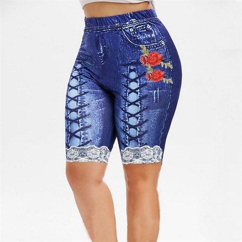 European and American-style denim-look high-waisted, highly elastic fitness leggings for women—perfect for yoga and running—XY599