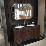 Новый китайский стиль дубового пола -тип шкаф для ванной комнаты David Camera Camera Wood Ware Table Lace Basin Basin Комбинация шкафа для ванной комнаты