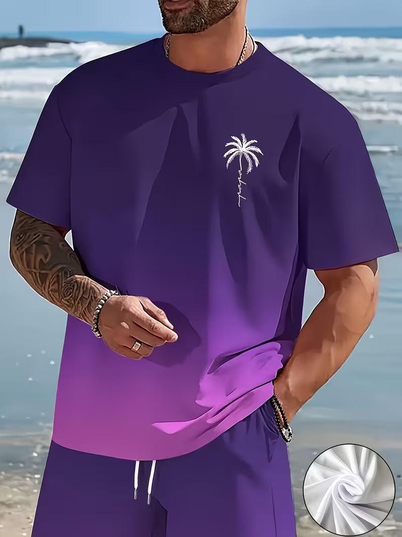 Fábrica de origen para diseñar impresión de verano camiseta pantalones cortos traje casual de manga corta playa transfronteriza diy