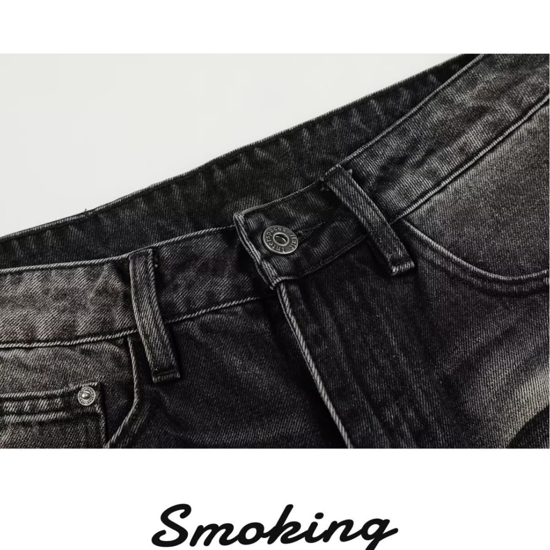 Cleanfit Heavyweight Whisker Print Jeans Retro Style For Men And Women Loose Fitting Straight Leg Wide Leg Casual Pants_mkmklike.com