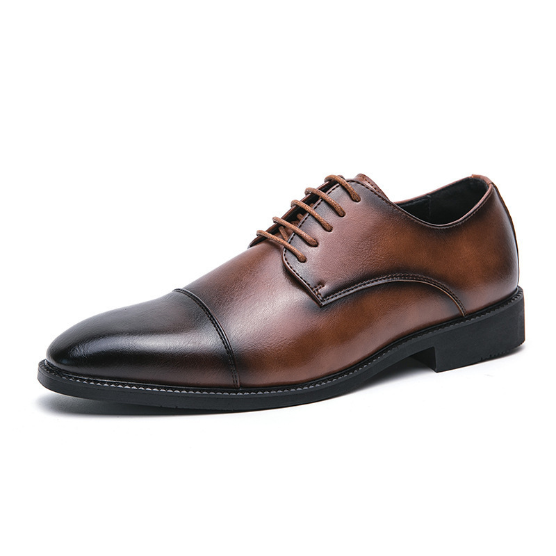 Zapatos de hombre de tamaño grande transfronterizo 2025 primavera y otoño zapatos de cuero de negocios para hombres de tamaño 48 zapatos casuales británicos puntiagudos para novio y padrino