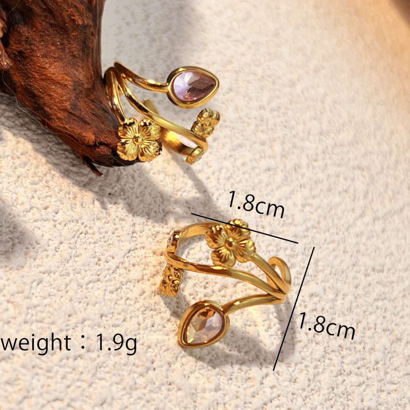 5g Weight Open Rings Classification Adjustable Ring Size Wholesale Jewelry Elegant Modern Style Heart Shape 304 Stainless Steel Plating Open Rings