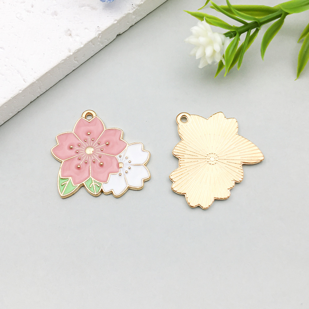 14763-J-粉色滴油锌合金大樱花25x25-2.6g.p