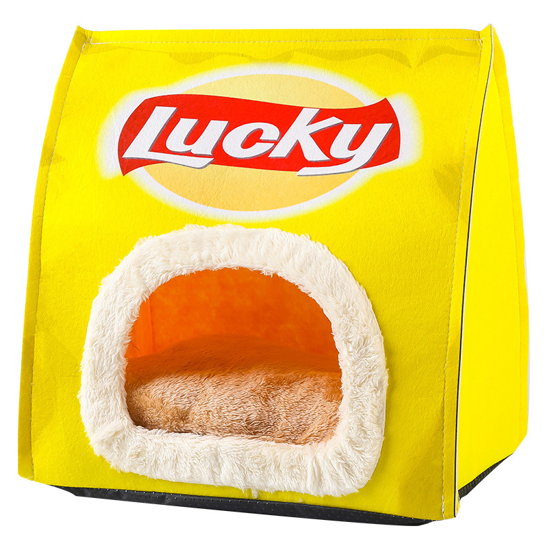 Creativa Nueva bolsa de papas fritas nido de mascotas nido de gato cuatro estaciones universal gato ocultando nido gato tienda de campaña plegable nido de perro de dibujos animados