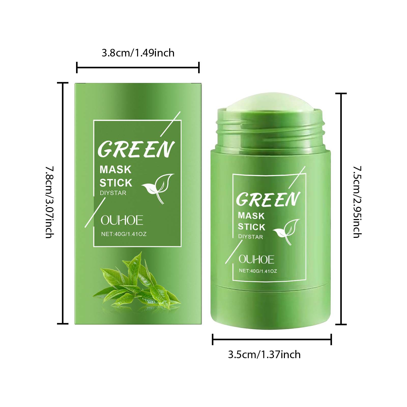 Description Picture 5 of itemGreen Tea Solid Mask Stick Remove Blackhead Shrink Pores Deeply Cleansing Blemish Black Dots Smoothing Moisturizing Facial Mask
