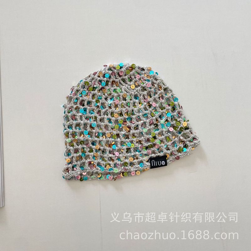 ネットセレブ韓国人気スパンコールウールニット子供用ホールウール帽子メロンスキンハット|undefined