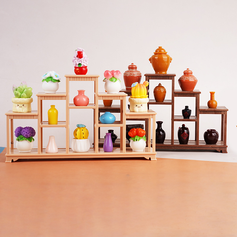Wholesale simulation antique rack Duobaoge doll house children's dolls play house Chinese living room rack display cabinet