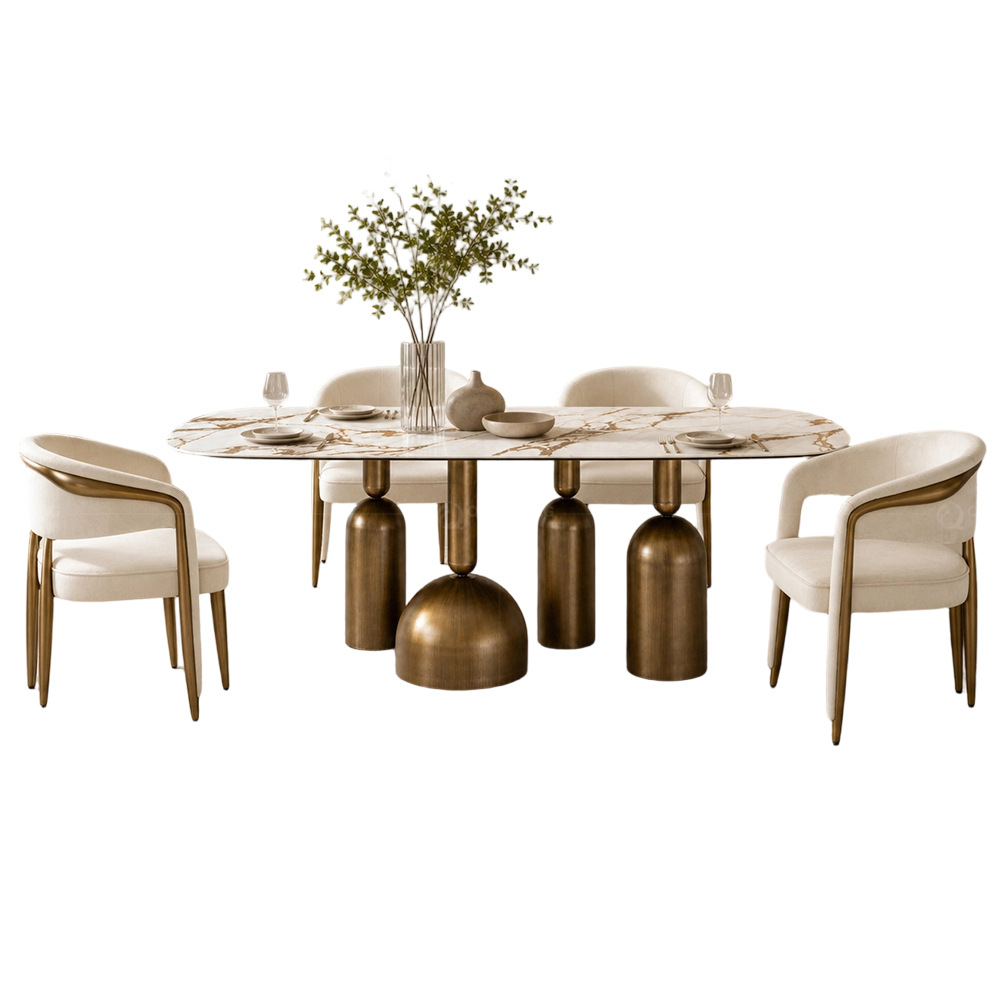 Mesa de Comedor Rectangular 220 cm de Placa de Roca para Restaurante