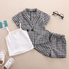 Summer fashionable suit for leisure, children's set, internet celebrity, Korean style, with short sleeve, 2022 collection, 3 piece set