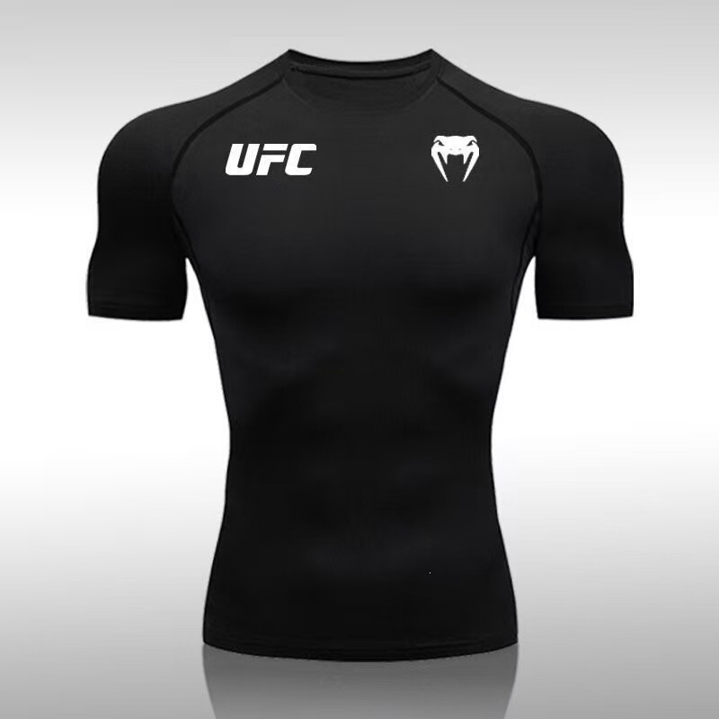 Ufc Venum Men's Co-Branded Quick-Drying Short-Sleeved Fitness Running Shirt Tight-Fitting Sports Top Printed Training T-Shirt Ufc Venum Men's Co-Branded Quick-Drying Short-Sleeved Fitness Running Shirt Tight-Fitting Sports Top Printed Training T-Shirt